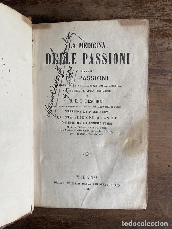 Libros de segunda mano: La Medicina delle Passioni - Descuret G. B. F.