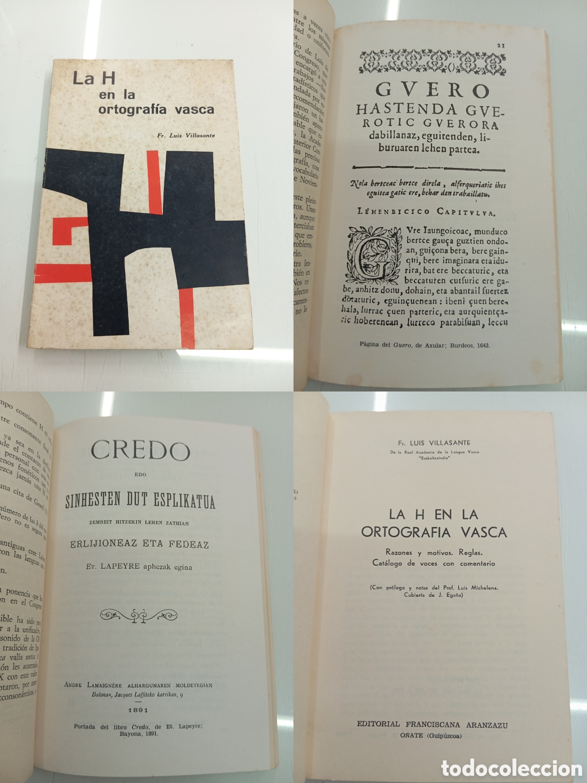 Libros de segunda mano: LA H EN LA ORTOGRAF&Iacute;A VASCA RAZONES MOTIVOS REGLAS CAT&Aacute;LOGO DE VOCES LUIS VILLASANTE EUSKERA VASCO