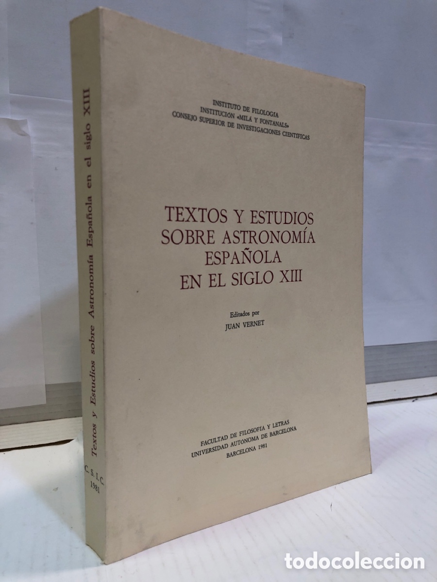 Libros de segunda mano: Textos y estudios sobre astronomia espa&ntilde;ola en el siglo XIII - Juan Vernet