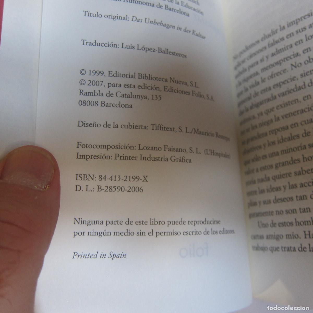 Libros de segunda mano: EL MALESTAR EN LA CULTURA - FREUD (FOLIO) ENSAYO - Foto 2