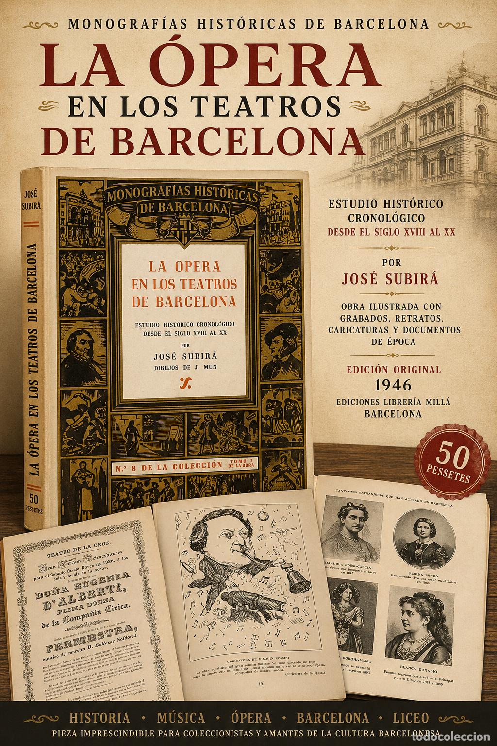 Libros de segunda mano: LA &Oacute;PERA EN LOS TEATROS DE BARCELONA | JOS&Eacute; SUBIR&Aacute; | 1946 | MONOGRAF&Iacute;AS HIST&Oacute;RICAS