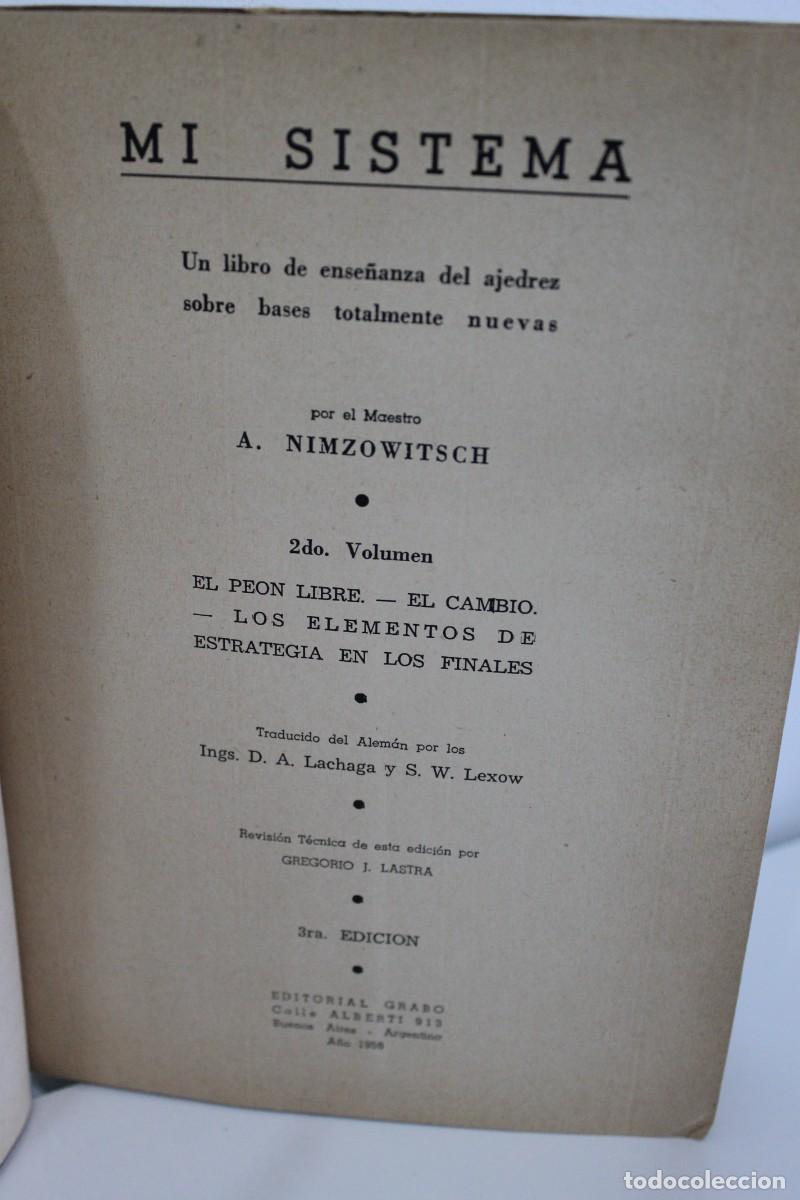 Libros de segunda mano: MI SISTEMA A. NIMZOWITSCH 2&ordm; VOLUMEN 1958 - Foto 3