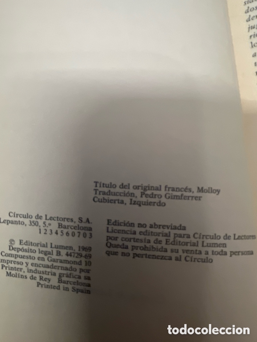 Libros de segunda mano: T3/A10/2. SAMUEL BECKETT. MOLLOY. CIRCULO LECTORES - Foto 3