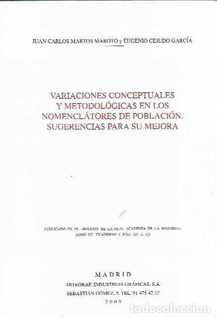 Libros de segunda mano: Variaciones conceptuales y metadol&oacute;gicas en los nomencl&aacute;tores de poblaci&oacute;n. Sugerencias para su mejo