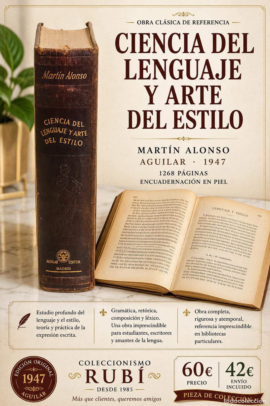 Libros de segunda mano: CIENCIA DEL LENGUAJE Y ARTE DEL ESTILO | MART&Iacute;N ALONSO | AGUILAR 1947 | PIEL