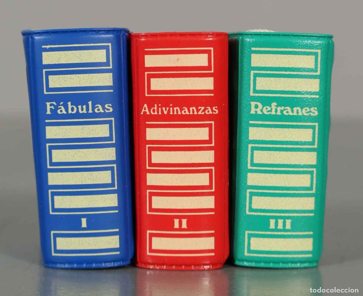Libros de segunda mano: LIBRO MINIATURA. ADIVINANZAS. FABULAS. REFRANES. 3 TOMOS. SAIRAM.