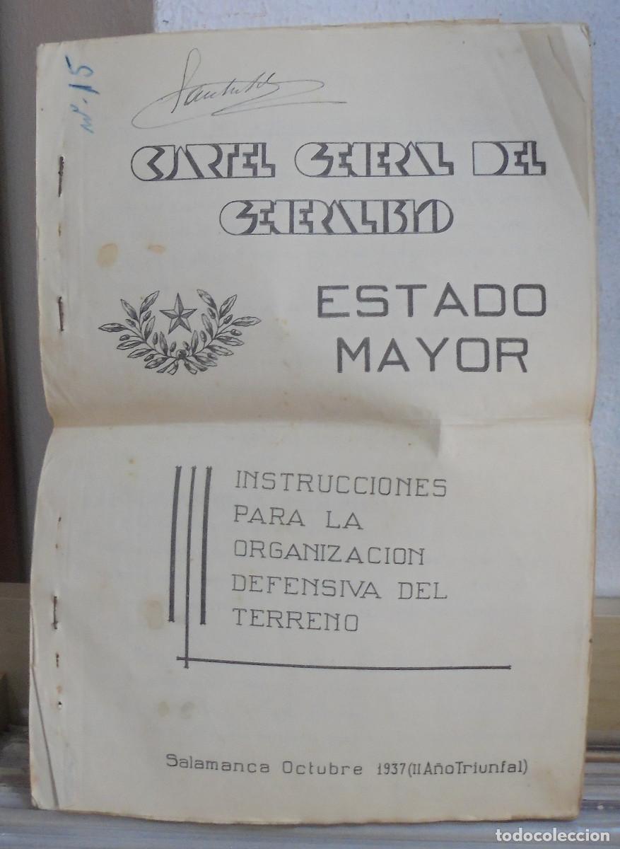 Libros de segunda mano: Instruccion para la organizaci&oacute;n defensiva del terreno. Salamanca Octubre 1937. Cuartel general del