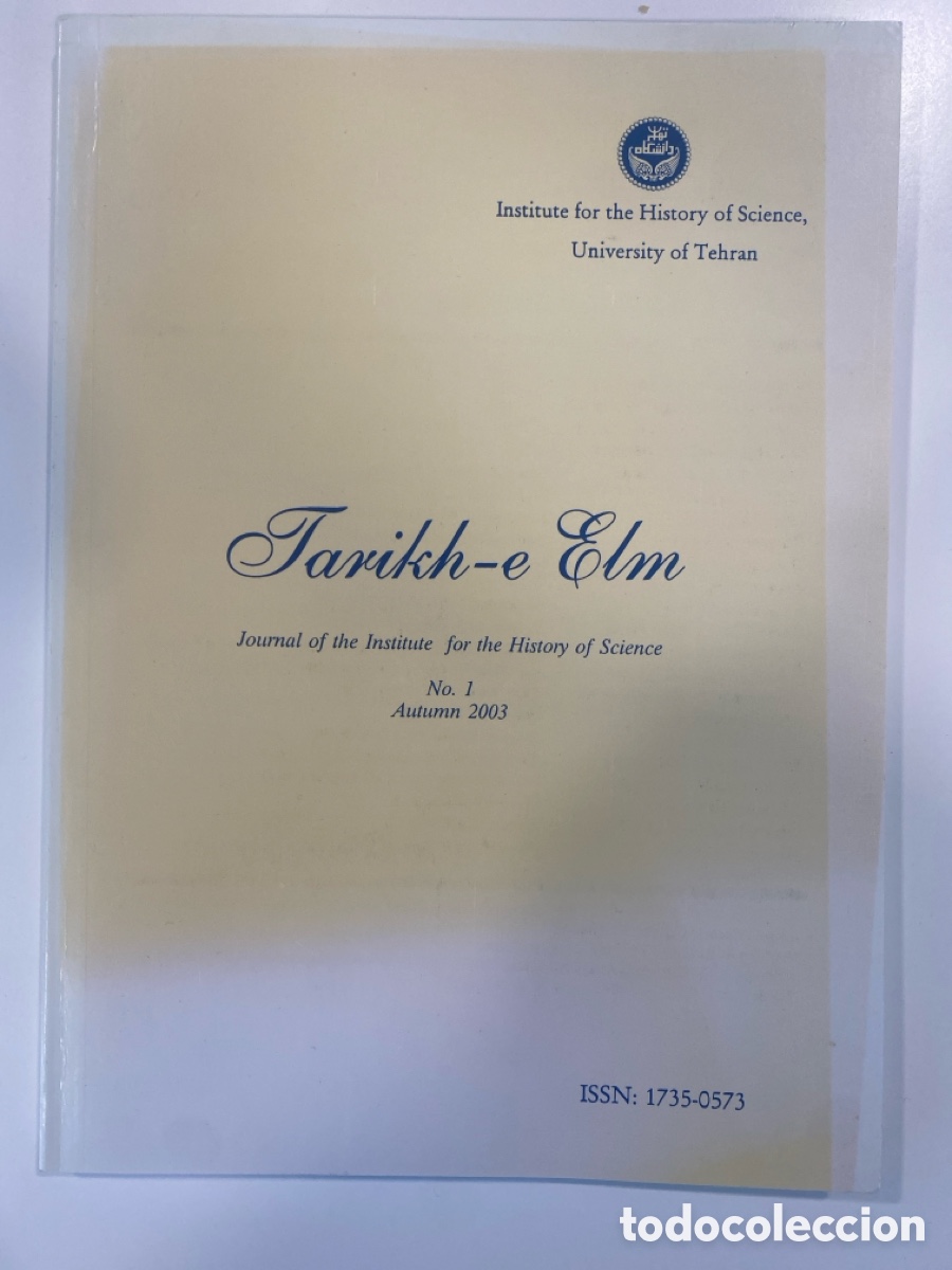 Libros de segunda mano: Tarikh-e Elm (Journal of the Institute for the History of Science)