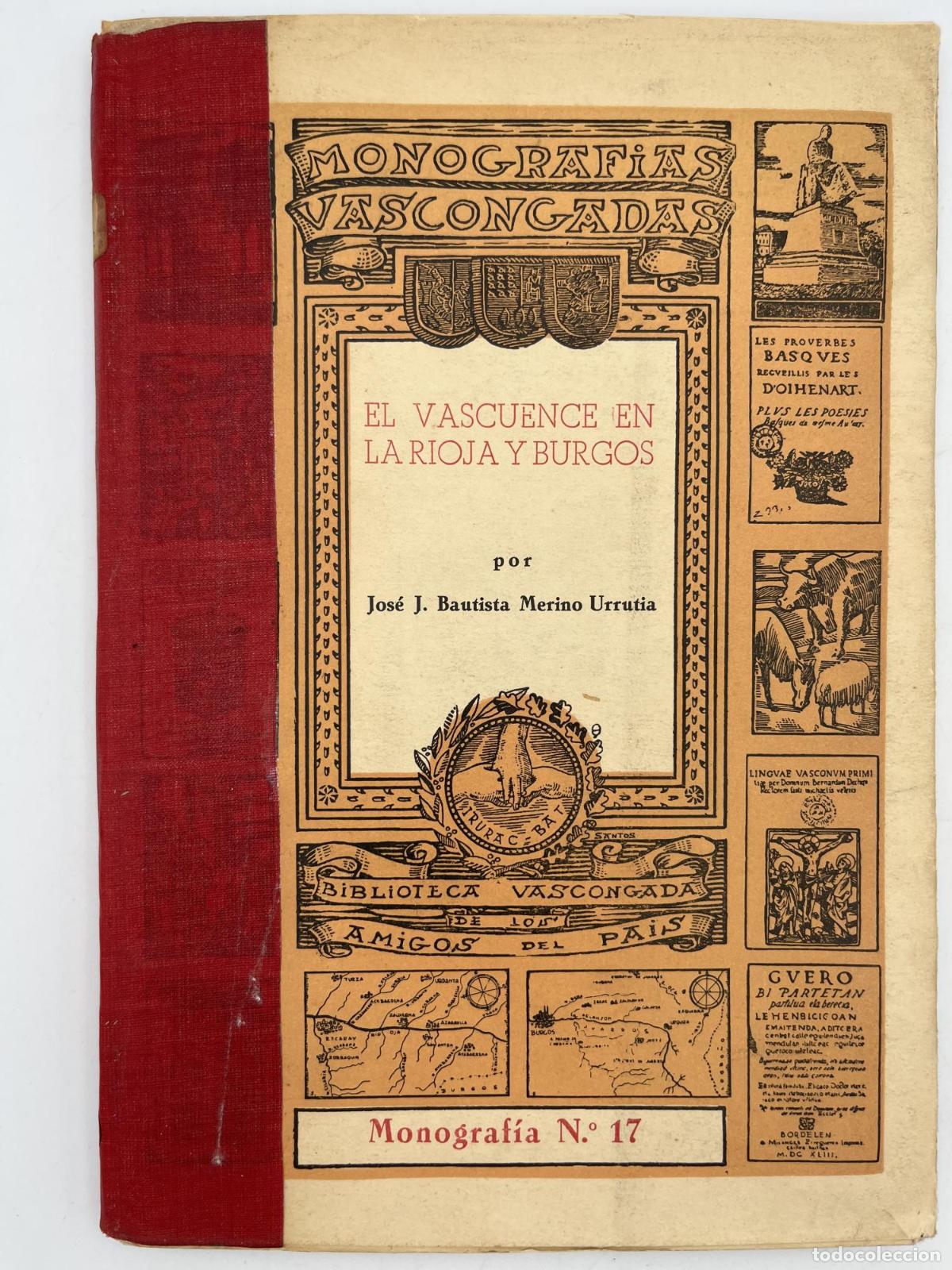 Libros de segunda mano: El vascuence en La Rioja y Burgos - Jos&eacute; J. Bta. Merino Urrutia
