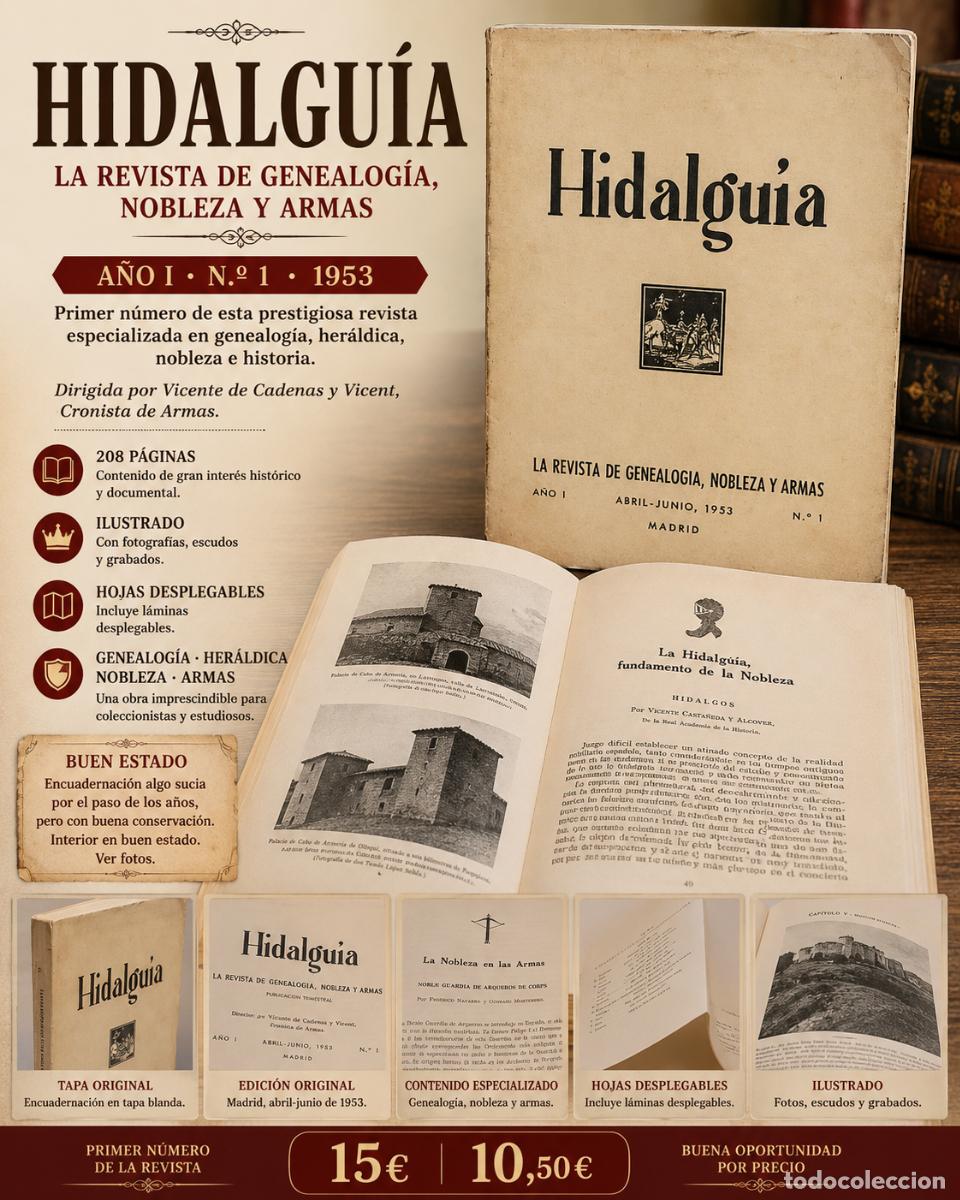 Second hand books: HIDALGU&Iacute;A N&ordm; 1 | GENEALOG&Iacute;A NOBLEZA Y ARMAS | 1953 | VICENTE DE CADENAS