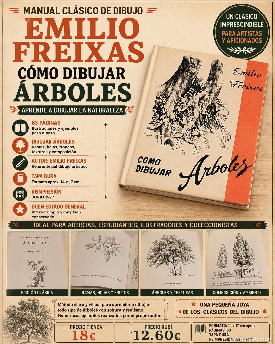 Libros de segunda mano: EMILIO FREIXAS | COMO DIBUJAR &Aacute;RBOLES | TAPA DURA | 1977 | MANUAL ILUSTRADO
