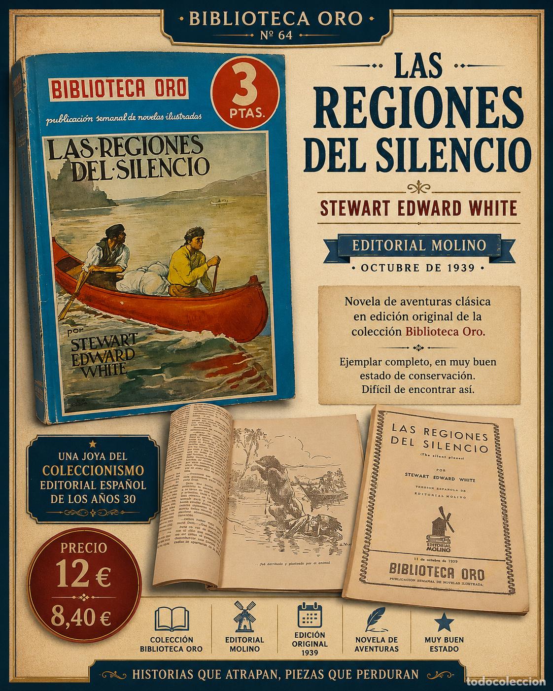 Libros de segunda mano: LAS REGIONES DEL SILENCIO | S. EDWARD WHITE | BIBLIOTECA ORO N. 64 | EDITORIAL MOLINO | OCTUBRE-1939