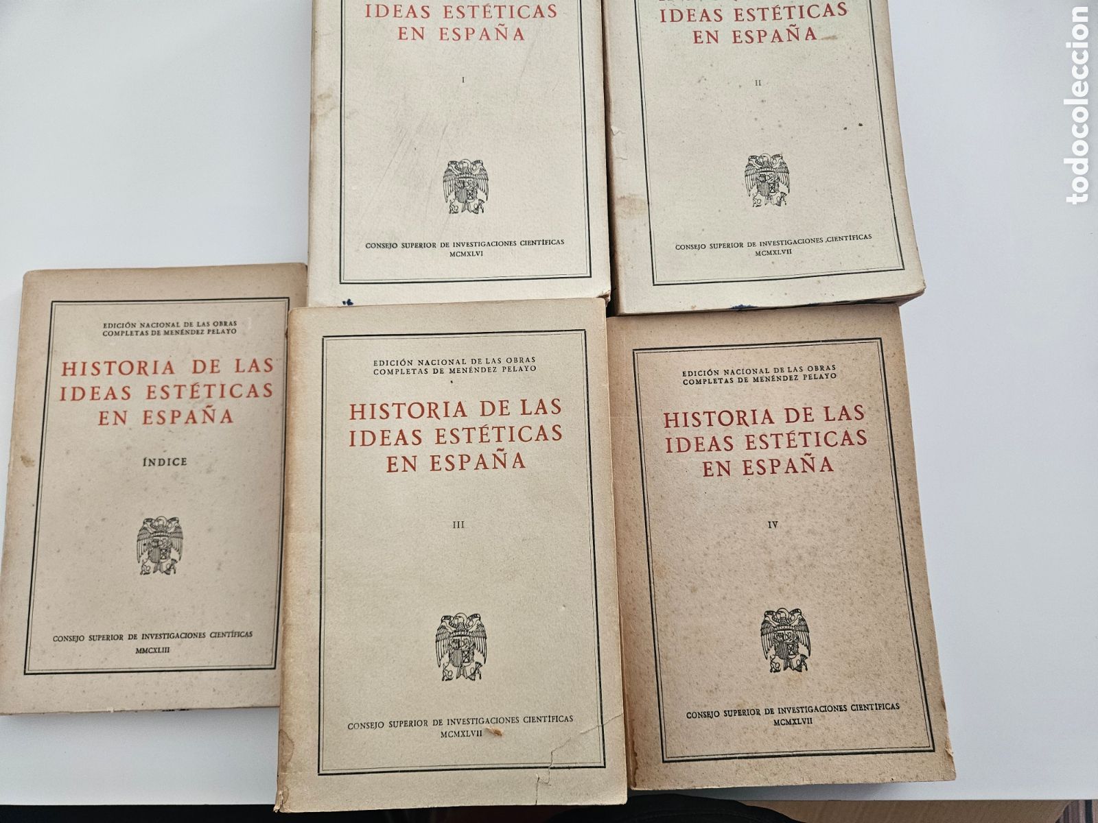 Libros de segunda mano: HISTORIA DE LAS IDEAS ESTETICAS EN ESPA&Ntilde;A. OBRAS COMPLETAS DE MEN&Eacute;NDEZ PELAYO. 4 TOMOS + &Iacute;NDICE.