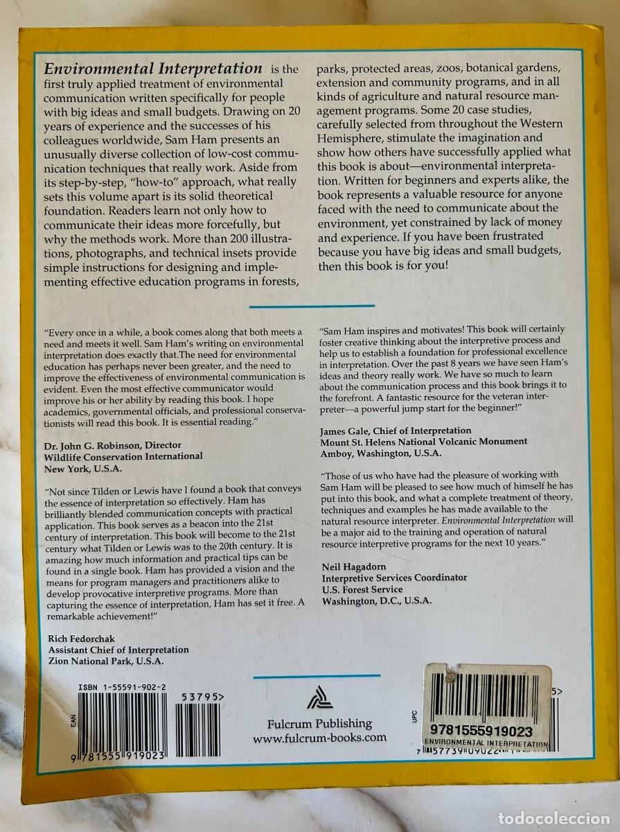 Libros de segunda mano: ENVIRONMENTAL INTERPRETATION - A PRACTICAL GUIDE FOR PEOPLE WITH BIG IDEAS AND SMALL BUDGETS SAM HAM - Foto 2