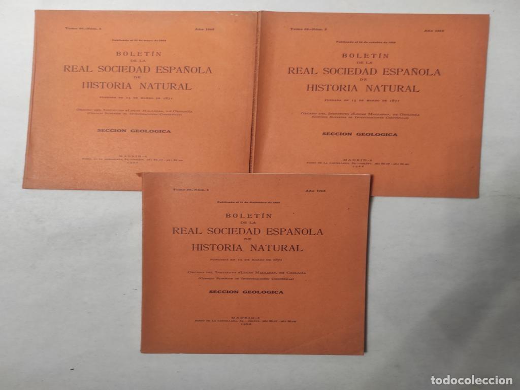 Libros de segunda mano: 3 BOLETIN SOCIEDAD ESPA&Ntilde;OLA DE HISTORIA NATURAL secci&oacute;n GEOLOGICA a&ntilde;o 1968 ,foto &iacute;ndice