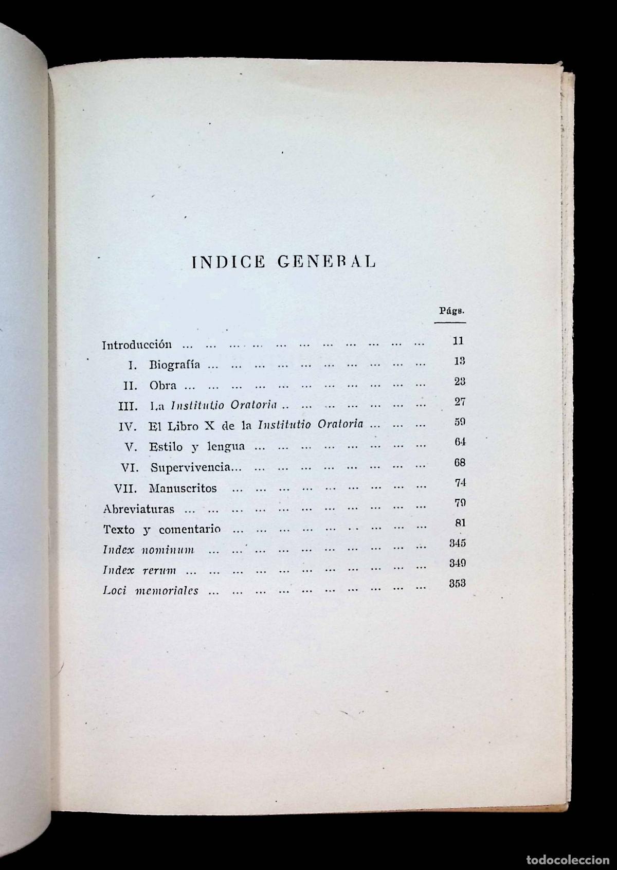 Libros de segunda mano: M. FABIO QUINTILIANO INSTITUCION ORATORIA. Libro d&eacute;cimo. CSIC 1947. - Foto 2