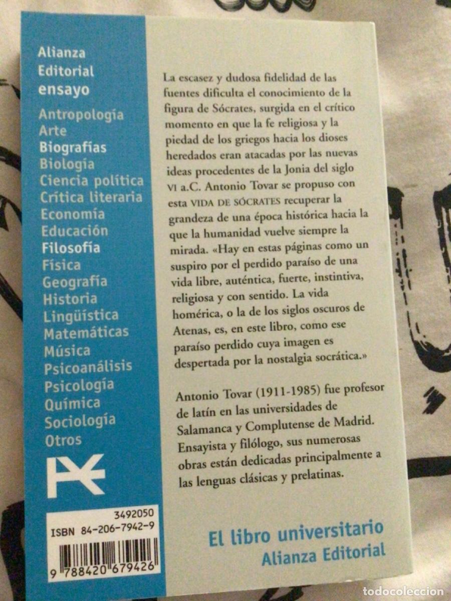Libros de segunda mano: Antonio Tovar con Dedicatoria y firma Vida de S&oacute;crates - Foto 2