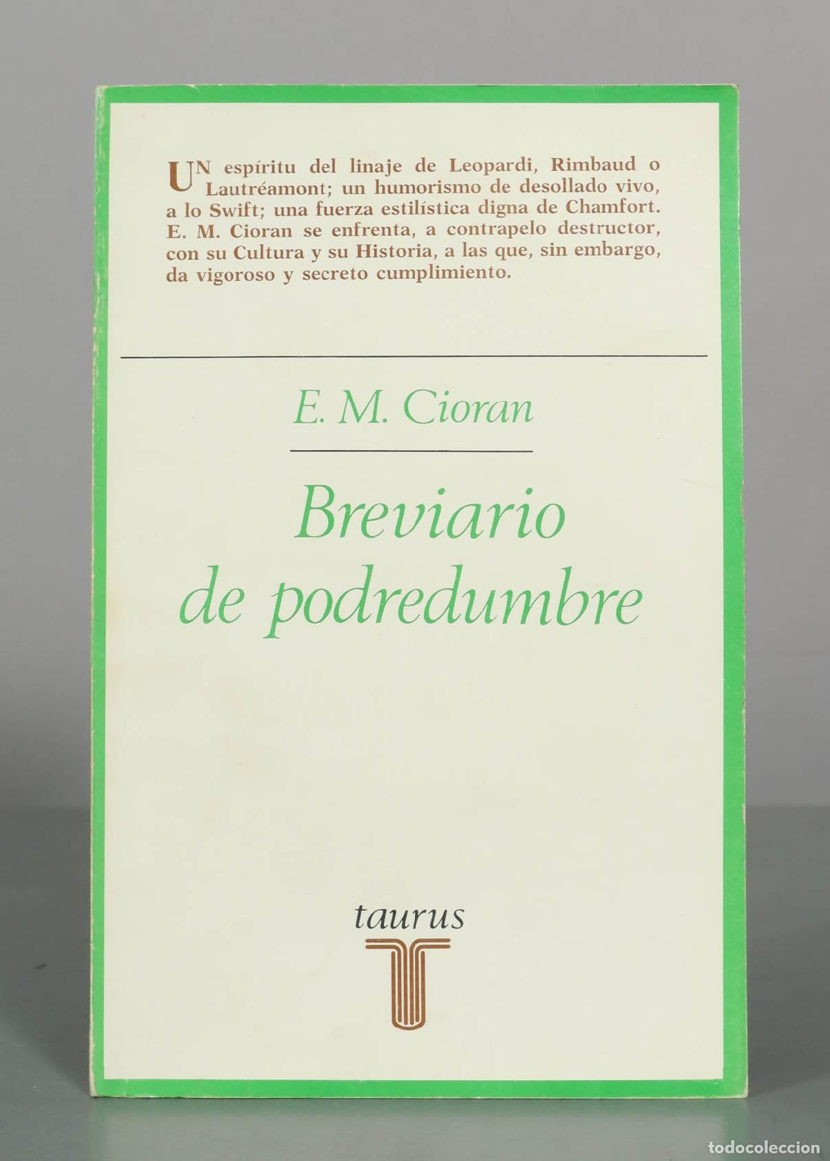Libros de segunda mano: Breviario de podredumbre - E. M. Cioran - Editorial Taurus