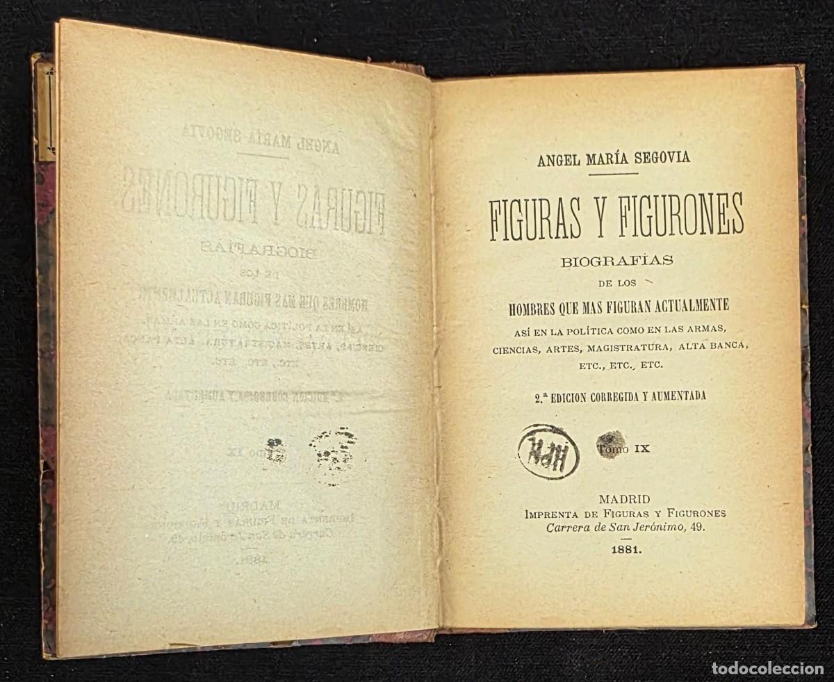 Libros de segunda mano: L.438 Figuras y Figurones &ndash; &Aacute;ngel Mar&iacute;a Segovia &ndash; Tomo IX &ndash; 2&ordf; Edici&oacute;n Corregida y Aumentada (1881)