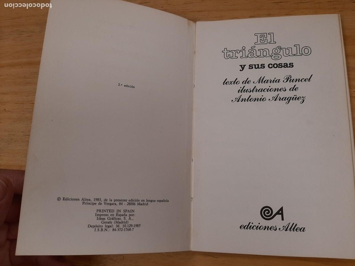 Libros de segunda mano: El tri&aacute;ngulo y sus cosas - Mar&iacute;a Puncel - Altea Benjam&iacute;n, 1985 - Foto 4