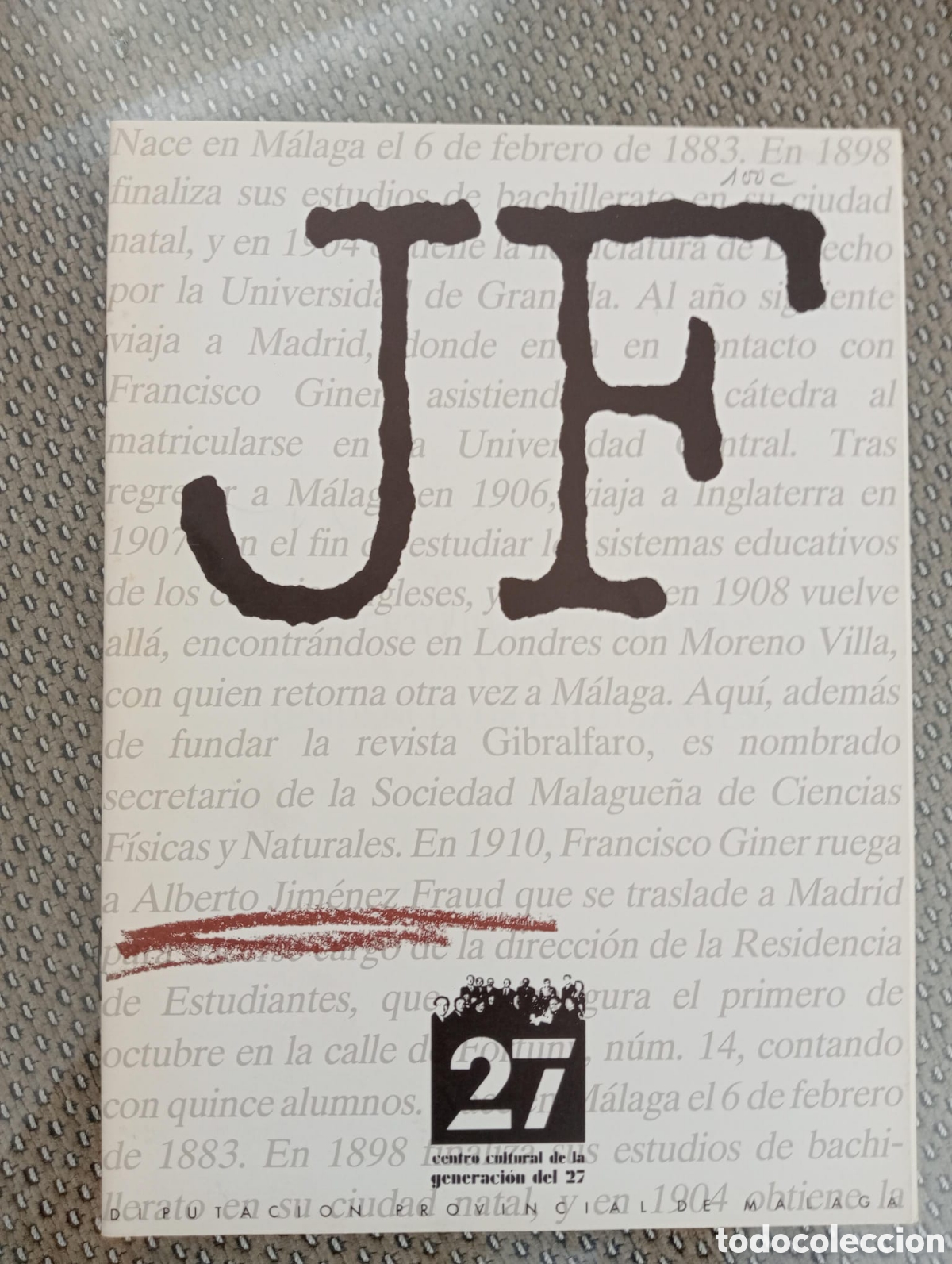 Libros de segunda mano: Alberto Jim&eacute;nez Fraud y la Residencia de Estudiantes. Centro Cultural de la Generaci&oacute;n del 27