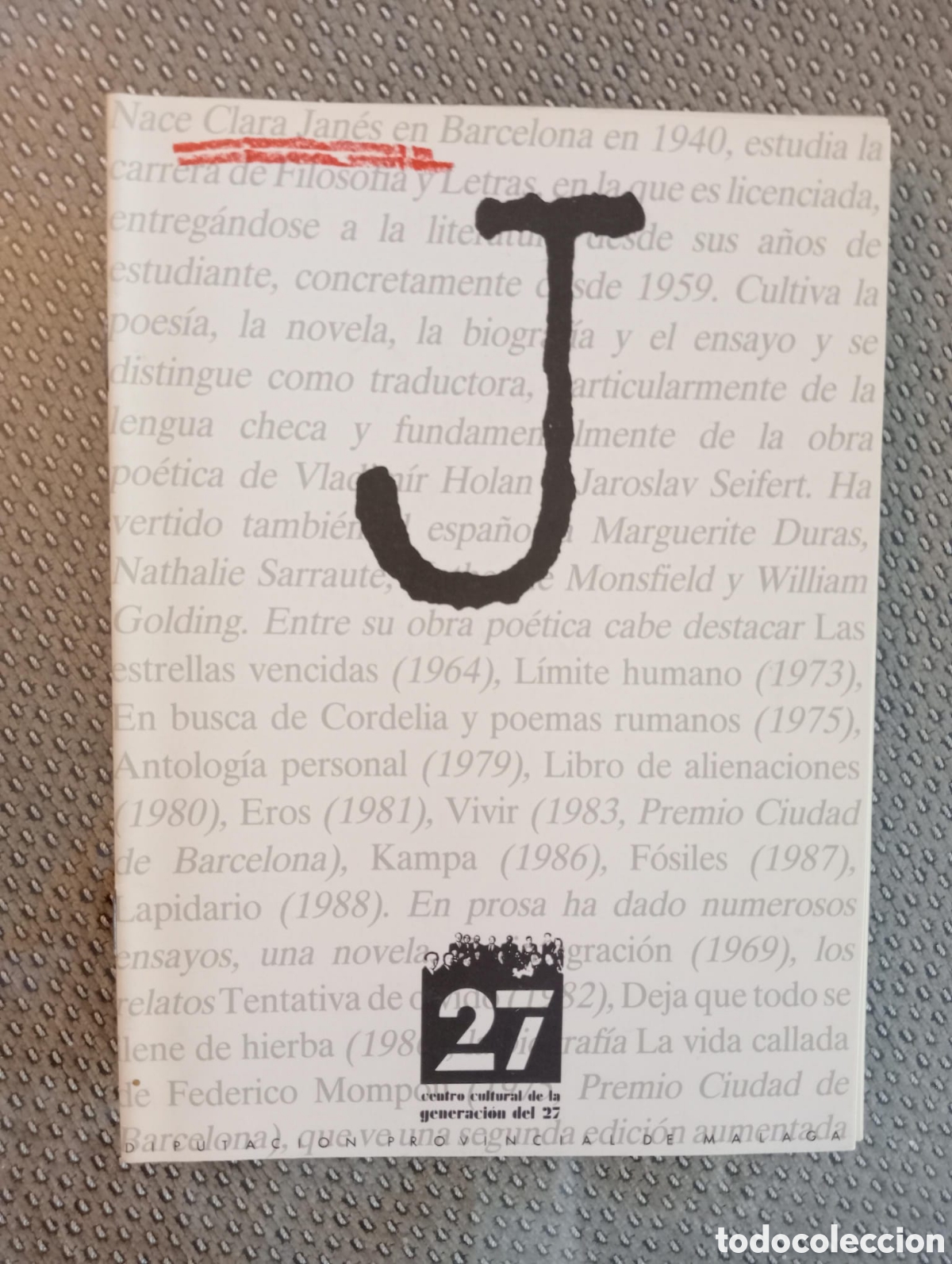Libros de segunda mano: Clara Jan&eacute;s. Centro Cultural de la Generaci&oacute;n del 27. Diputaci&oacute;n de M&aacute;laga