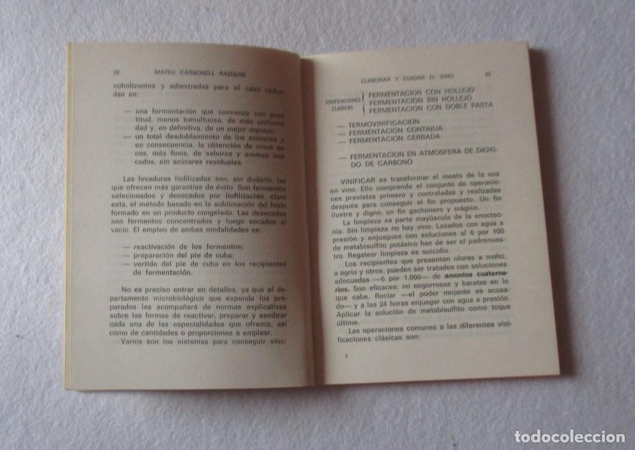 Libros de segunda mano: DE COMO ELABORAR Y CUIDAR EL VINO - MATEU CARBONELL RAZQUIM - Foto 3