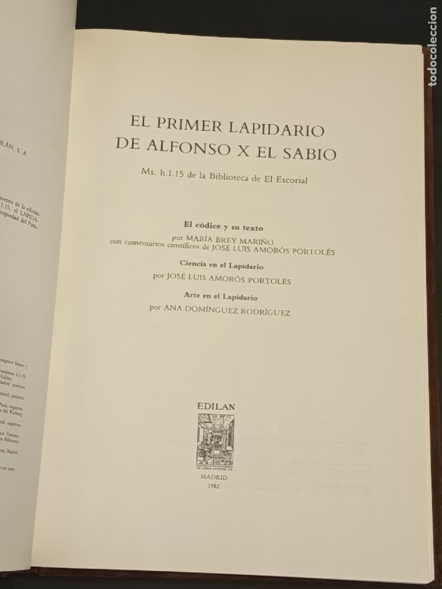 Libros de segunda mano: 1982 - El primer lapidario de Alfonso X el Sabio, 2 tomos (Facs&iacute;mil y libro estudio) - Foto 4