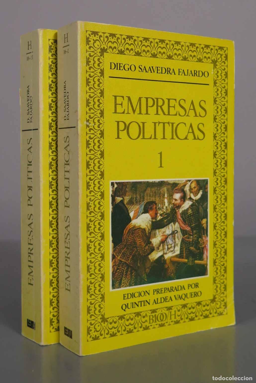 Libros de segunda mano: Empresas pol&iacute;ticas - Diego Saavedra Fajardo - Quint&iacute;n Aldea Vaquero - Editora Nacional 2 TOMOS
