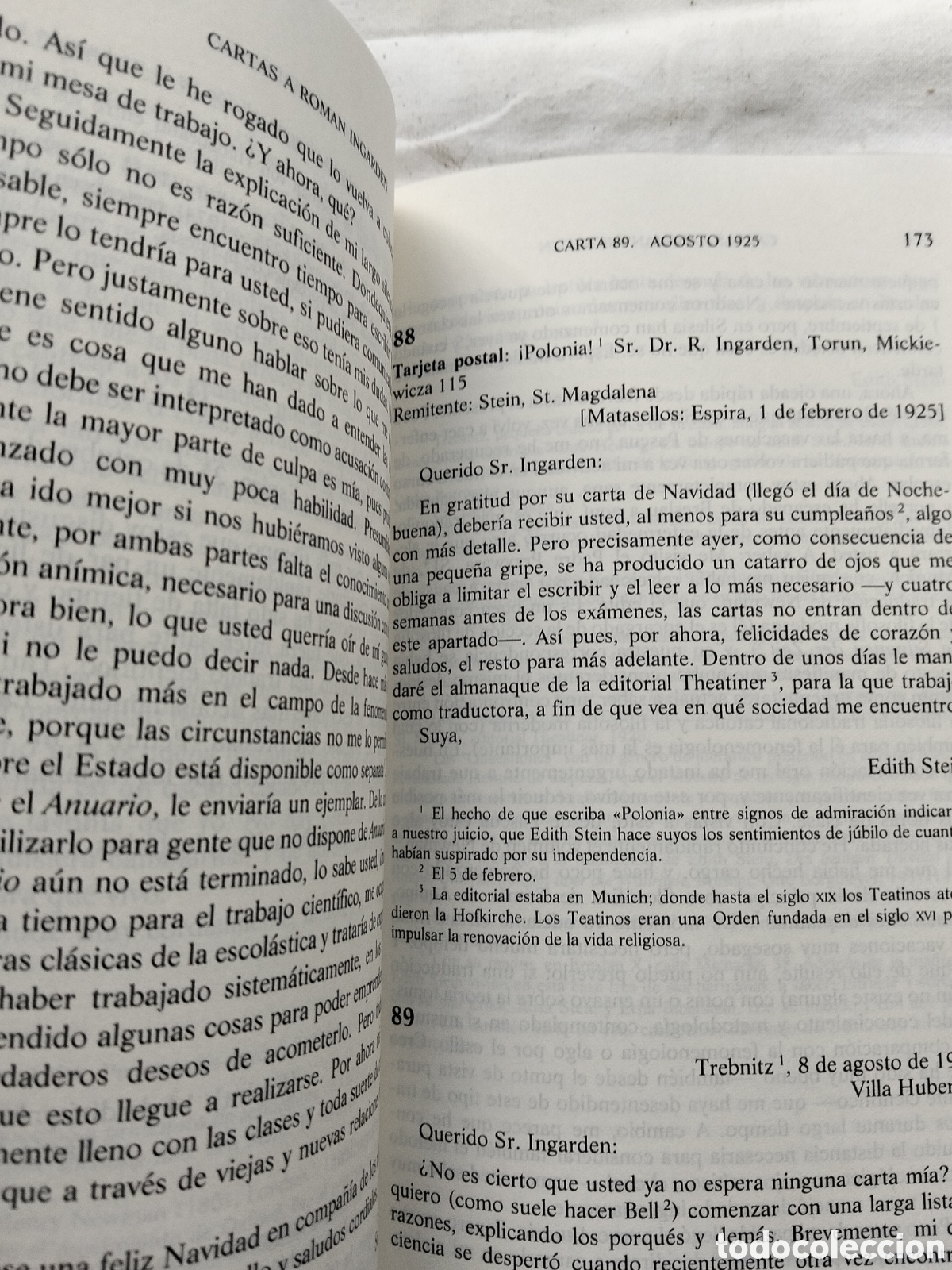 Libros de segunda mano: CARTAS A ROMAN INGARDEN EDITH STEIN - Foto 2