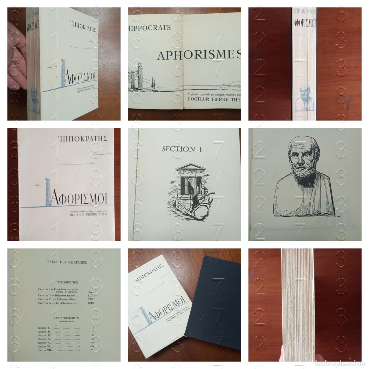 Libros de segunda mano: HIPOCRATES AFORISMOS EN FRANCES TRADUCTOR PIERRE THEIL 24CM EN ESTUCHE 200PGS 1957 U49
