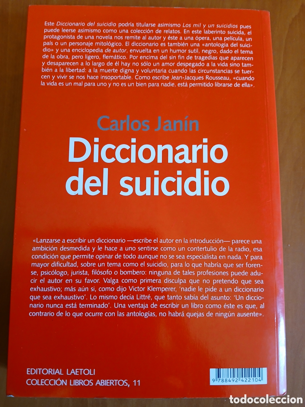 Libros de segunda mano: Diccionario del suicidio. Carlos Jan&iacute;n. - Foto 2