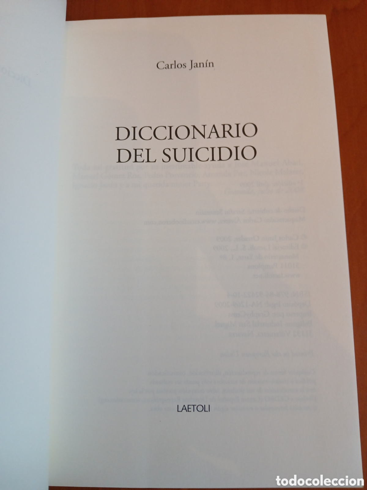 Libros de segunda mano: Diccionario del suicidio. Carlos Jan&iacute;n. - Foto 3