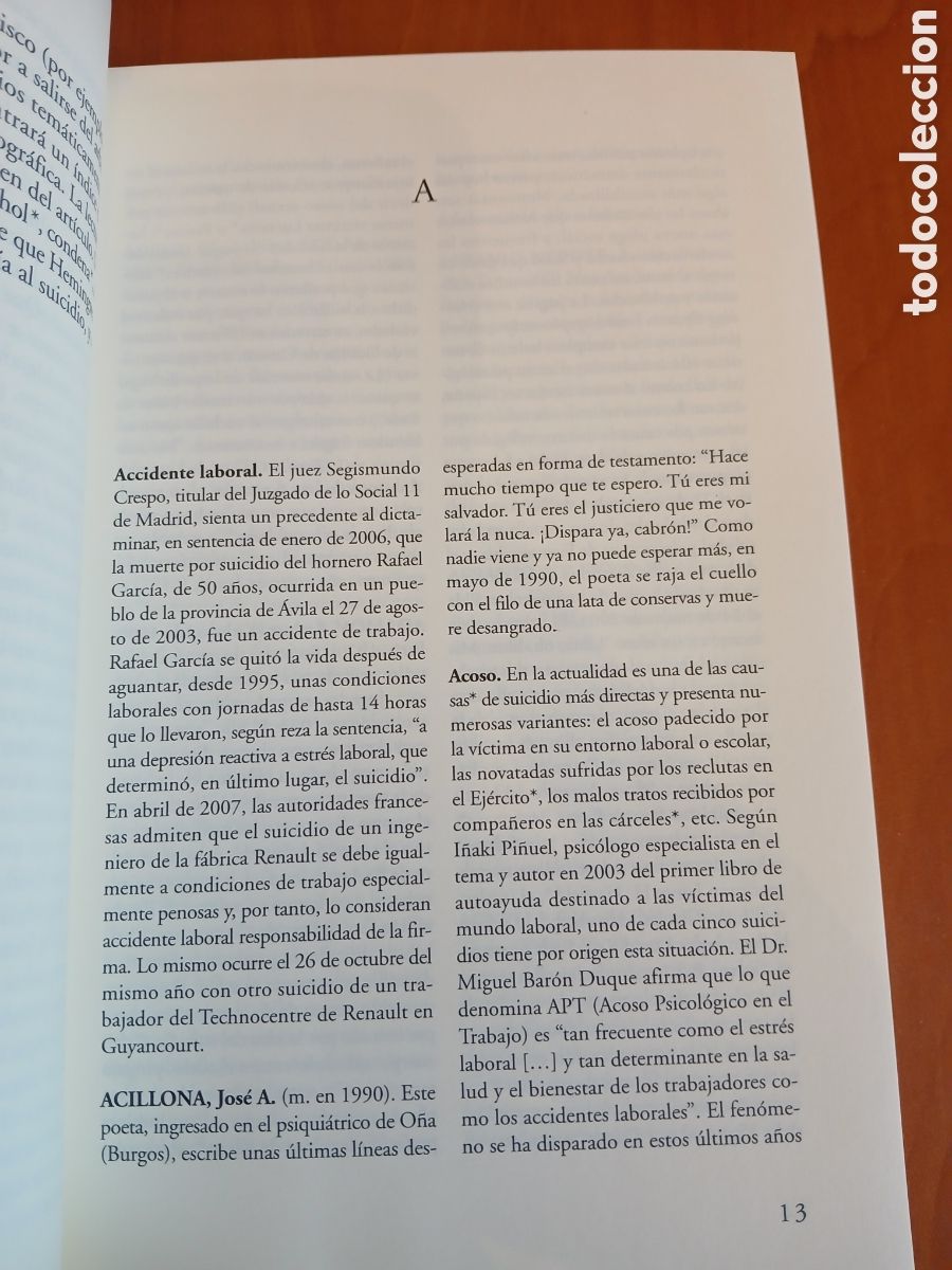 Libros de segunda mano: Diccionario del suicidio. Carlos Jan&iacute;n. - Foto 5