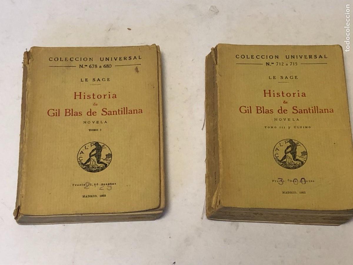 Libros de segunda mano: Libros Historia de Gil Blas de Santillana Le Sage Tomos I y III 1922 Coleccion Universal PEIFER