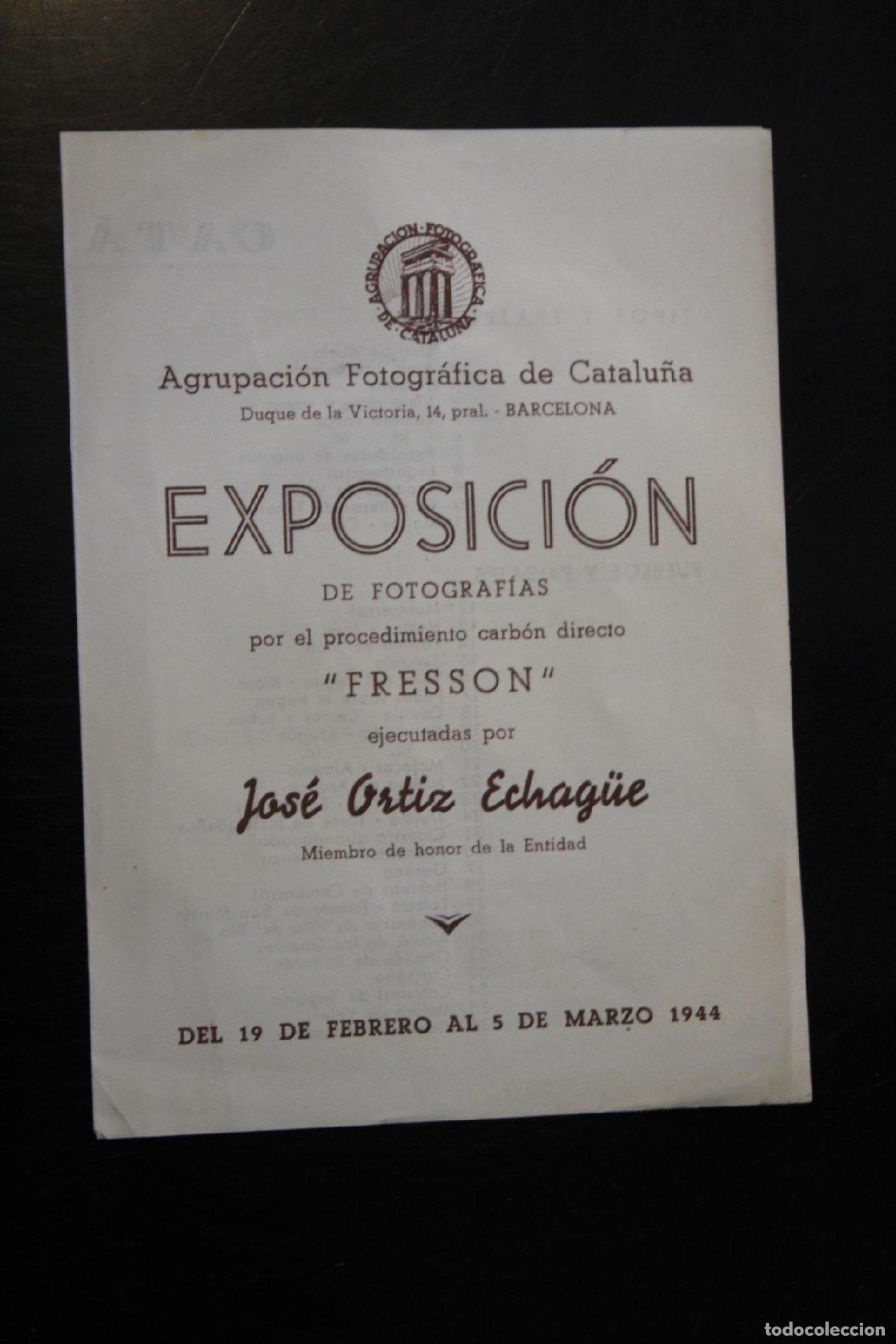Libros de segunda mano: Cat&aacute;logo. Exposici&oacute;n de fotograf&iacute;as por el procedimiento carb&oacute;n directo &rdquo;Fresson&rdquo; ejecutadas por Jos