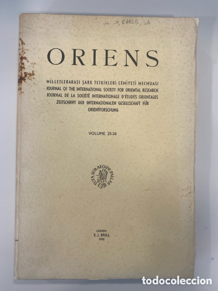 Second hand books: Oriens (Journal of the International Society for Oriental Research) - Volumen 25-26