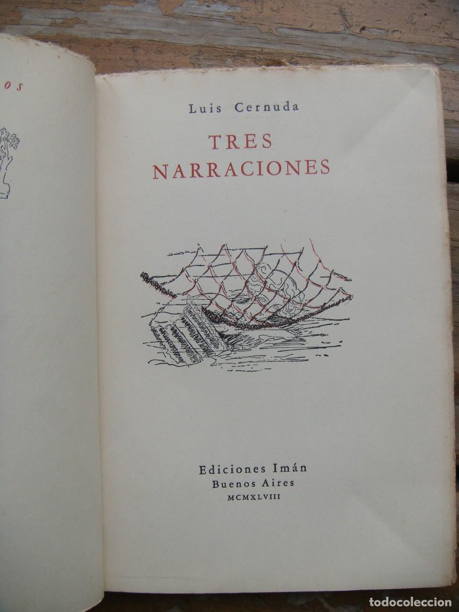 Libros de segunda mano: Luis Cernuda: TRES NARRACIONES. Primera edicion - Foto 3
