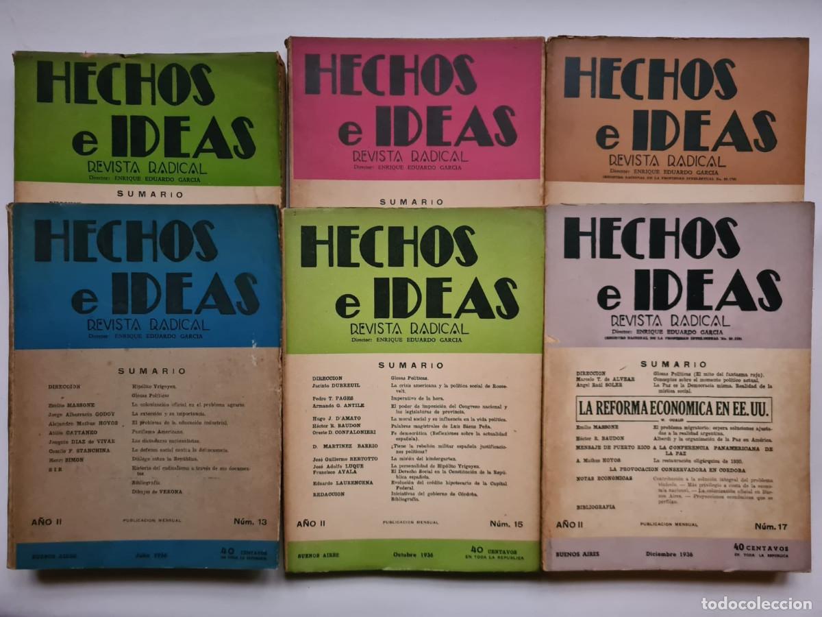 Libros de segunda mano: Lote de la revista radical Hechos e Ideas, nros 11 al 20, 1936/1937