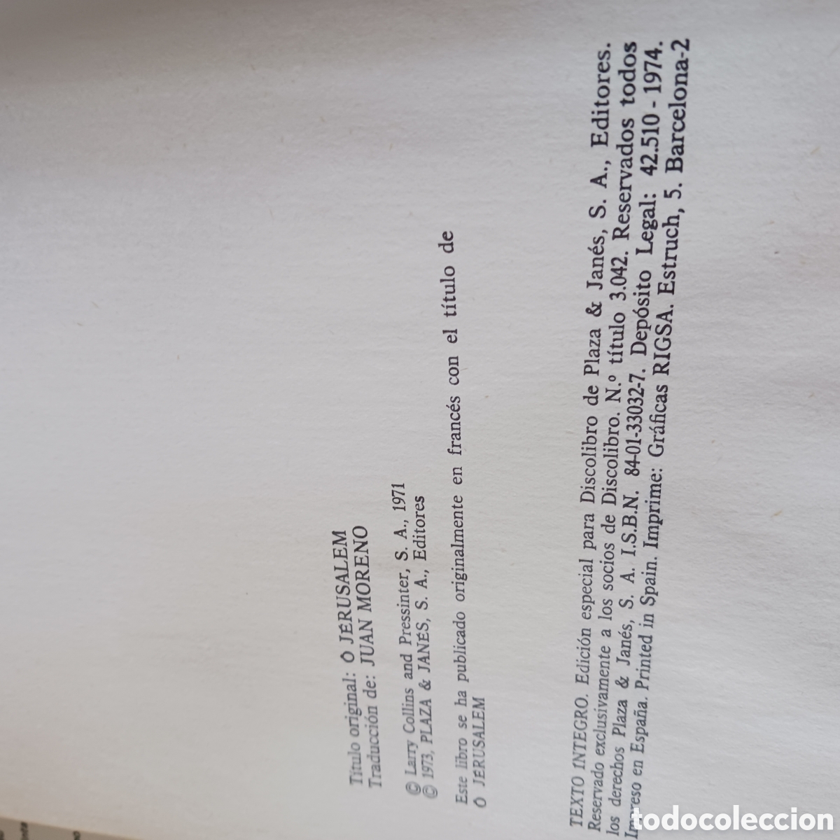 Libros de segunda mano: Oh Jerusal&eacute;n de Dominique Lapierre y Larry Collins - Foto 6