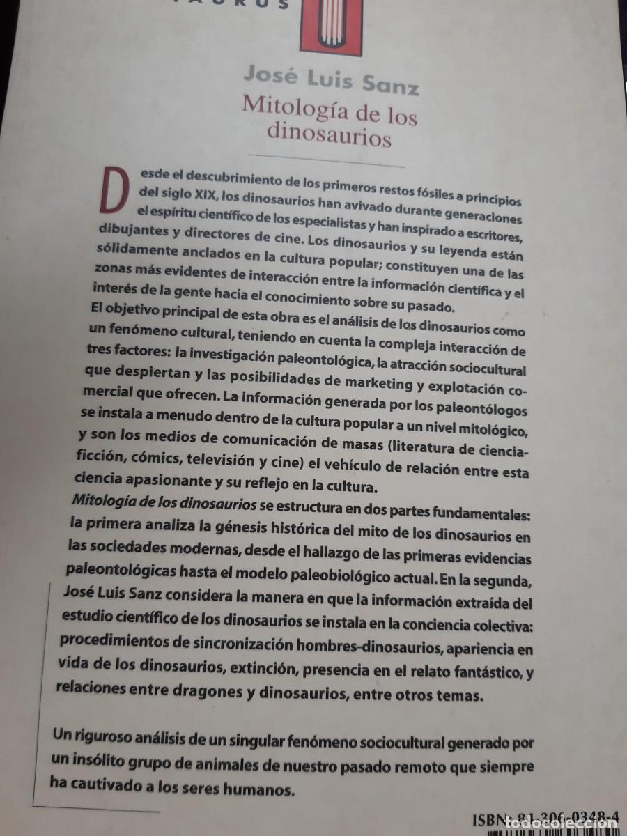 Libros de segunda mano: Mitolog&iacute;a de los dinosaurios - Jos&eacute; Luis Sanz. Taurus - Foto 3