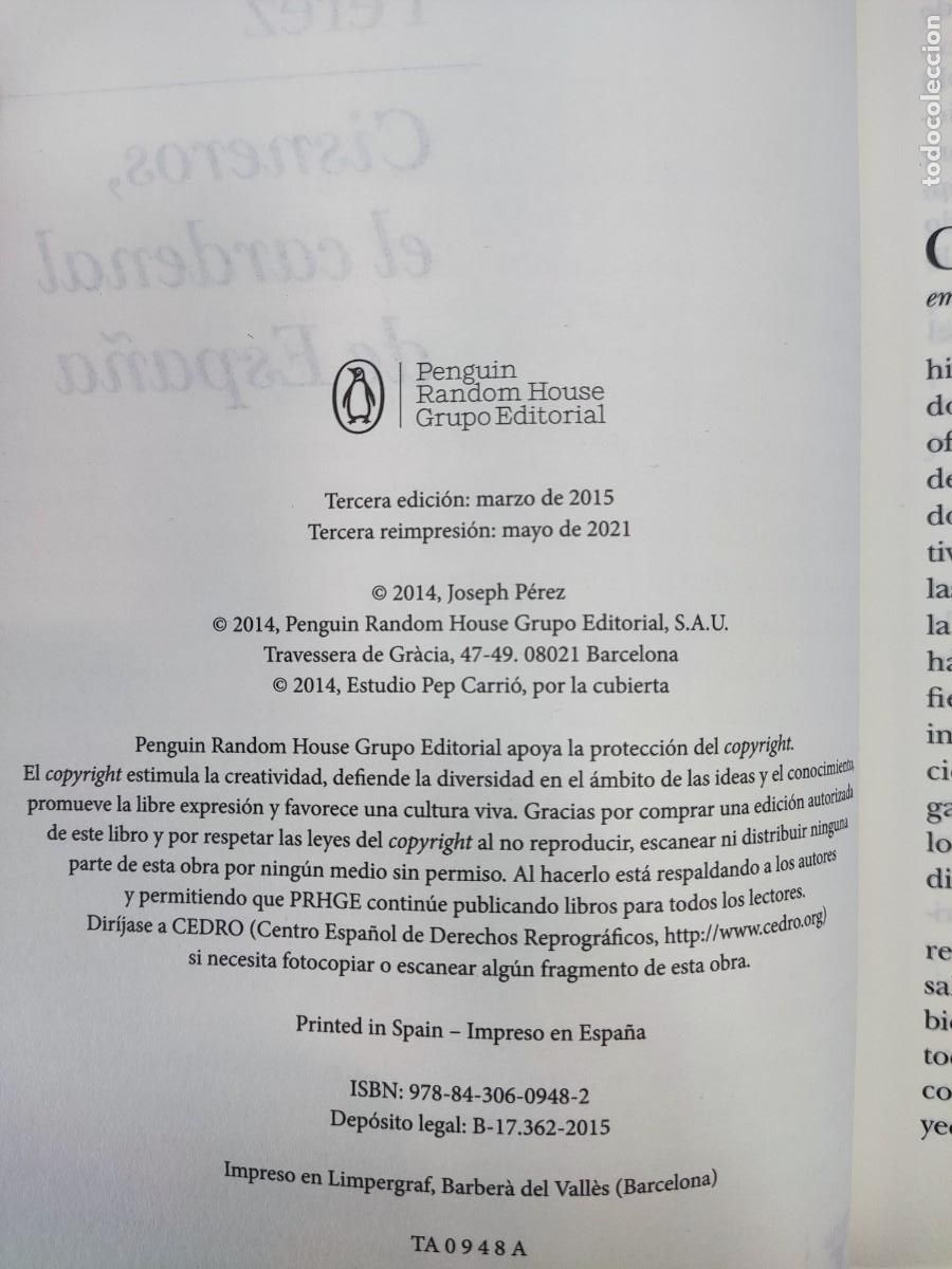 Libros de segunda mano: CISNEROS, EL CARDENAL DE ESPA&Ntilde;A / JOSEPH P&Eacute;REZ / 2015. TAURUS - Foto 2
