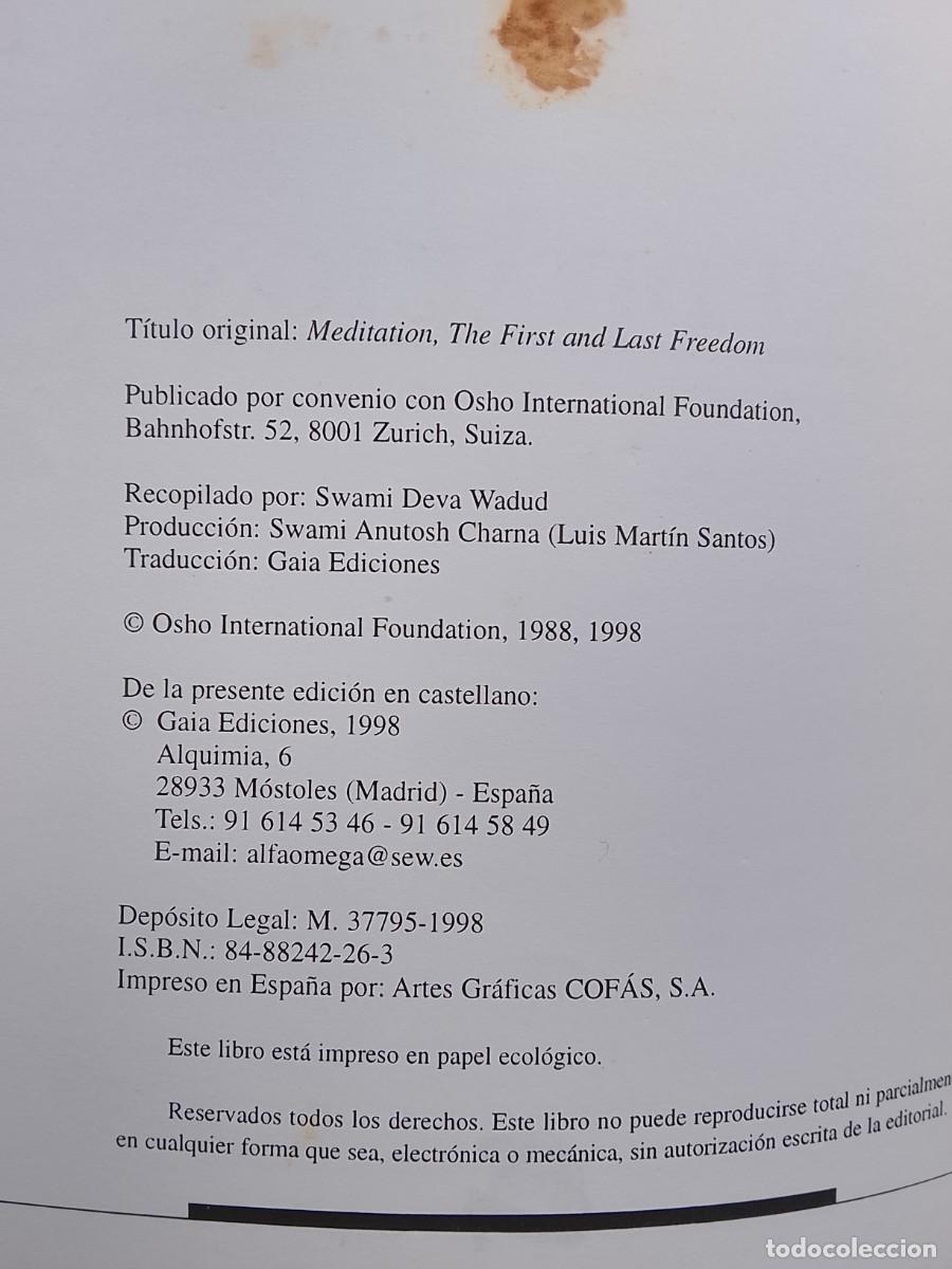 Libros de segunda mano: Osho meditaci&oacute;n, la primera y &uacute;ltima libertad - Foto 4