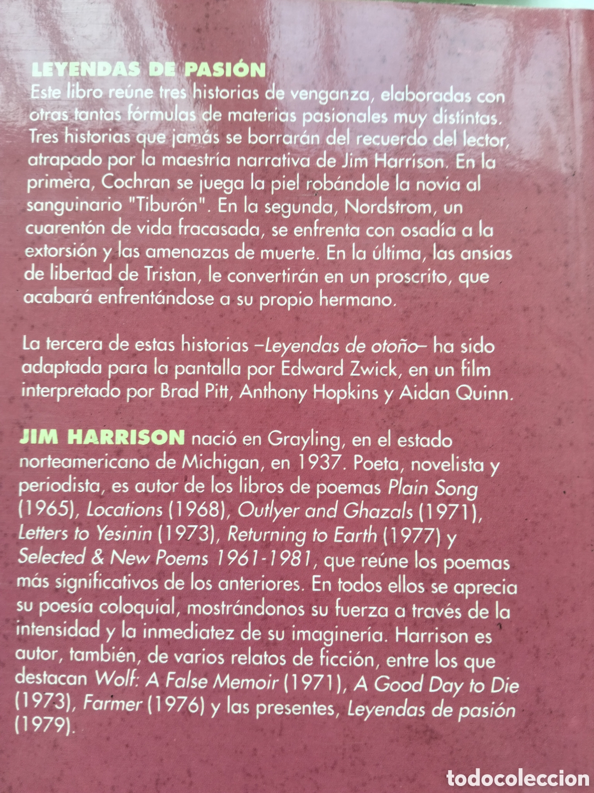 Libros de segunda mano: LEYENDAS DE PASION JIM HARRISON - Foto 2