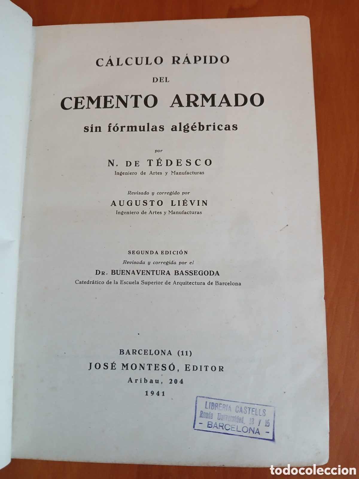 Libros de segunda mano: Cemento Armado. N de T&eacute;desco. - Foto 3