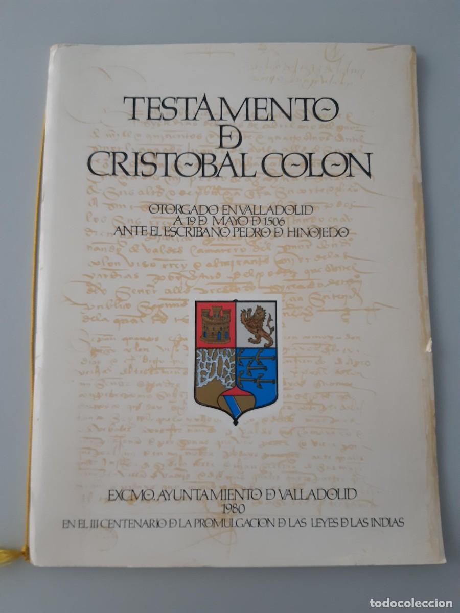 Libros de segunda mano: Testamento de Crist&oacute;bal Col&oacute;n. Edici&oacute;n numerada.
