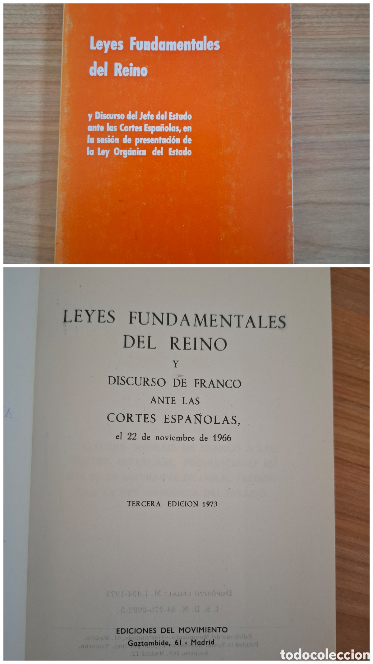 Libros de segunda mano: Leyes fundamentales del Reino y discurso de Franco ante las Cortes Espa&ntilde;olas