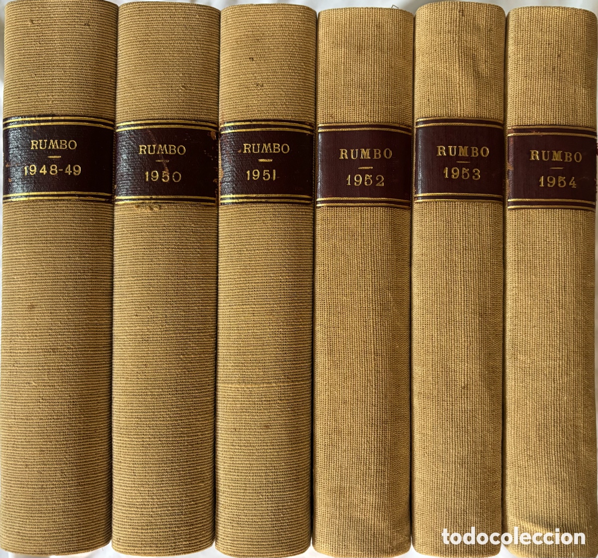 Libros de segunda mano: Lote 6 Tomos Encuadernados Revista N&aacute;utica Espa&ntilde;ola &rdquo;Rumbo&rdquo; (1948-1954) - Vintage