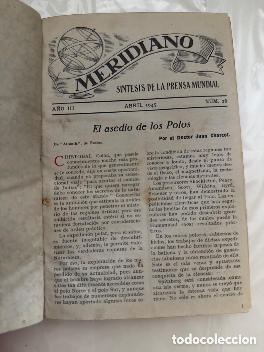 Libros de segunda mano: MERIDIANO: S&iacute;ntesis de prensa mundial. N&ordm;28, 1945
