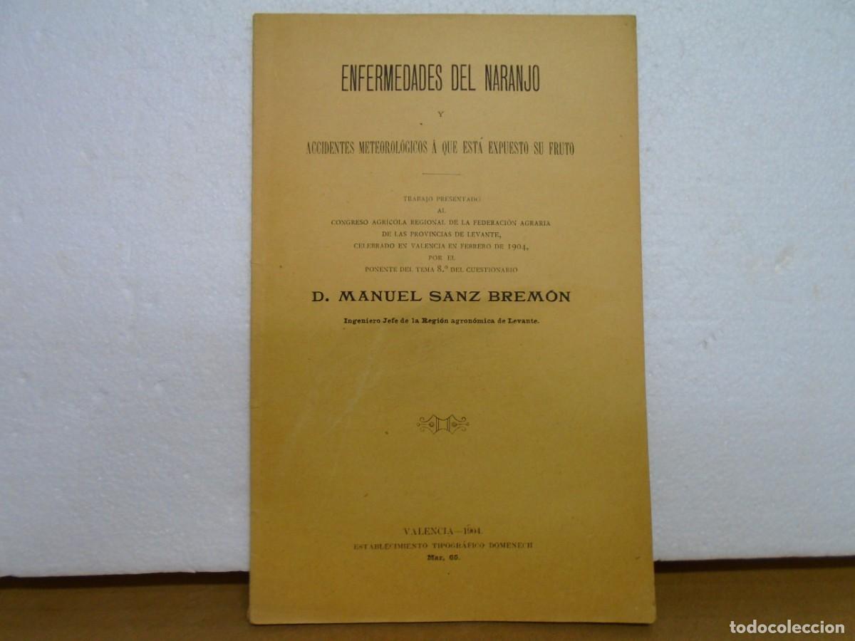 Libros de segunda mano: ENFERMEDADES DEL NARANJO/MANUEL SANZ BREMON/VALENCIA 1904.